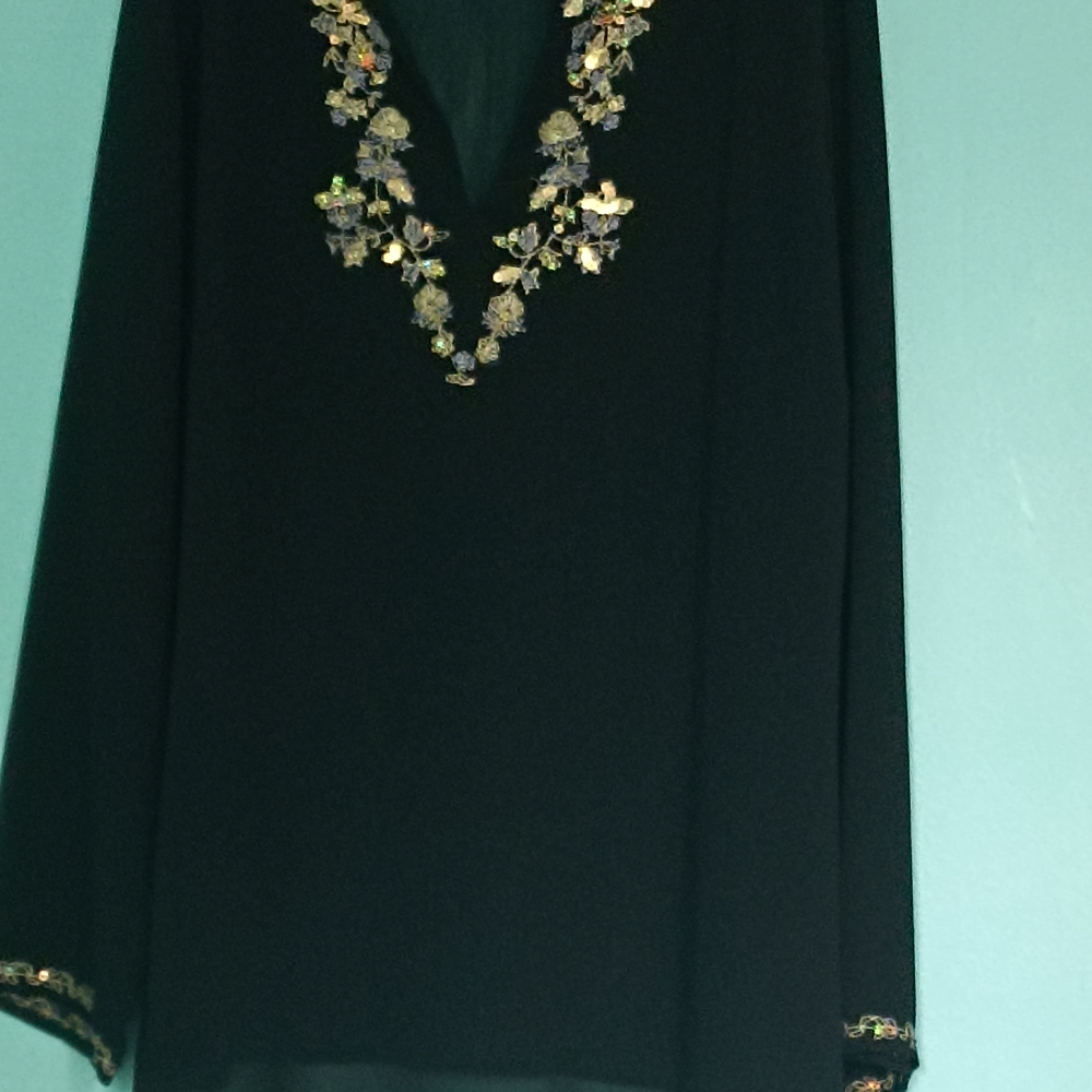 Elegant Black Embroidered Women's Top